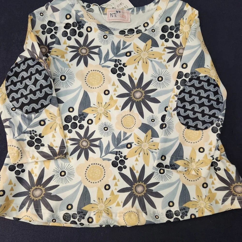 Pete & Lucy Floral & Wave Patterned Matching Set, Size 6-12m, NWT